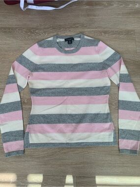 Banana Republic Cashmere Pink, Gray & Cream Pullover Sweater Size M